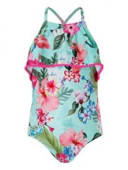 Monsoon S.E.W Fergie Flower Swimsuit - Turquoise Size Age: 11-12 Years, Women