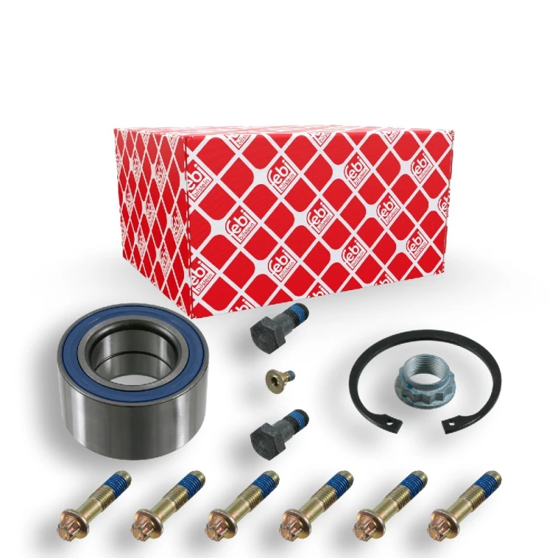 Image of FEBI BILSTEIN 08221 Wheel bearing kit with axle nut, Rear Axle Right, with bolts/screws Wheel Bearing Kit (654)