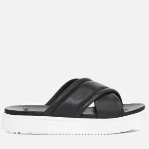 Image of UGG Womens Zayne Crossband Leather Flatform Sandals - Black - UK 3