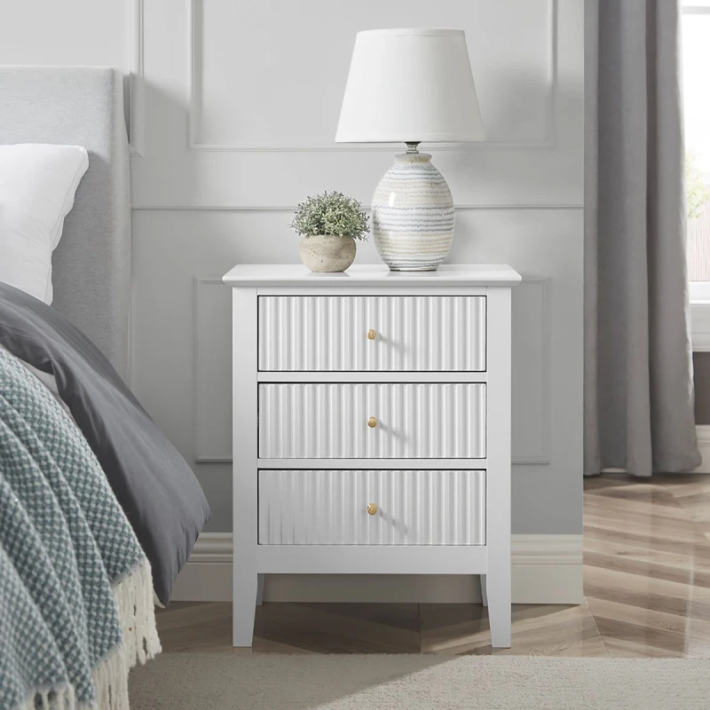 Image of Melody Maison 3 Drawer Bedside Table - Hales White Range White