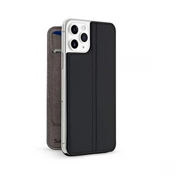Image of Twelve South SurfacePad for iPhone 11 Pro Ultra-slim luxury Napa Leather Cover + display Stand with Sleep/Wake (Black)