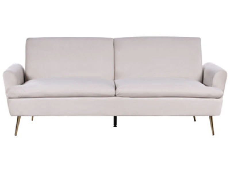 Image of Beliani Sofa Bed 3 Seater Vettre Velvet Light Beige