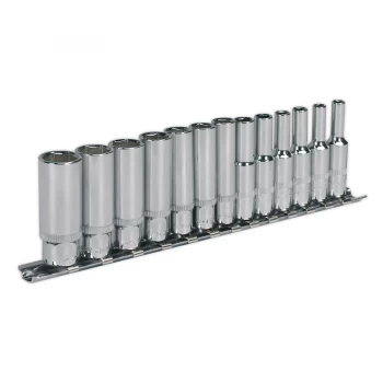 image of Sealey AK2692 Socket Set 13pc 1/4"Sq Drive 6pt Deep WallDrive Metric