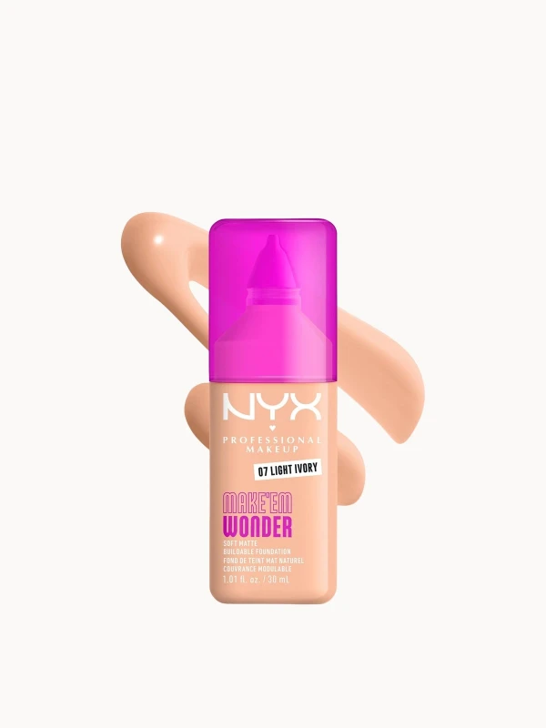 Image of NYX Professional Makeup Make 'EM Wonder, 24H Soft Matte Foundation (Various Shades) - Light Ivory