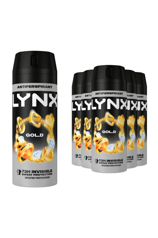 Image of Lynx Gold Anti Sweat Anti-Perspirant 'Body Spray', 6x150ml Gold male