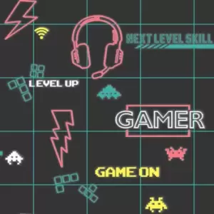 Image of Holden Gamer Black Neon Pink Childrens Wallpaper