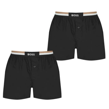 Image of Boss Two Pack Woven Boxer Shorts - Black