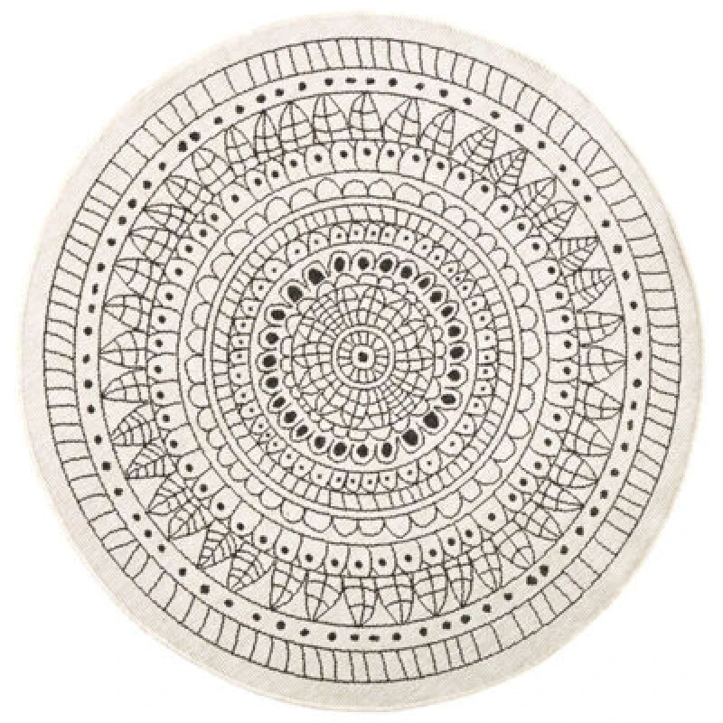 Image of The Rugs Porto Reversible Indoor Outdoor Round Rug Flatweave Polypropylene Design In Black