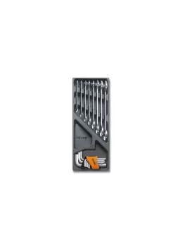 Image of Beta Tools T33 17pc Dbl Open End Spanner & Key Set in Hard Tray for Roller Cabs