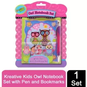Image of Kandy Toys - Kreative Kids Owl Notebook Set With Pen And Erasers Classroom School Stationery