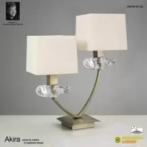 Image of Akira Table Lamp 2 E14 Bulbs, antique brass with cream shade