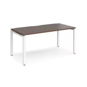 image of Bench Desk Single Person Starter Rectangular Desk 1600mm Walnut Tops With White Frames 800mm Depth Adapt