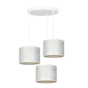 image of Broddi White Cluster Pendant Ceiling Light with White Fabric Shades, 3x E27