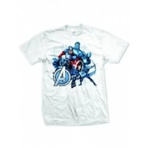 Image of Avengers Group Assemble Mens White T-Shirt Large