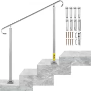Image of VEVOR Outdoor Stair Railing, Alloy Metal Hand Railing, Fit 2 or 3 Steps Flexible Transitional Handrail, Black Outdoor Stair Rail W/ Installation Kit,