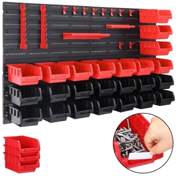 Image of Deuba - 1x or 2x Garage Storage Bin Kit Wall Mount Workshop Warehouse Rack Board Panel 45 Pcs