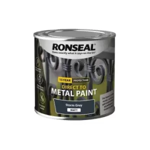 image of Ronseal - Direct to Metal Paint Storm Grey Matt 250ml