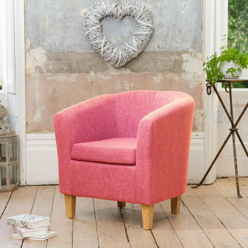 Image of Artemis Home Alderwood 68cm Wide Fabric Tub Chair Armchair in Pink Pink Unisex