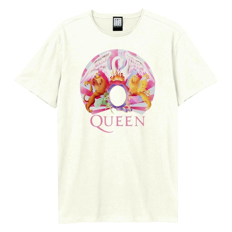 Image of Amplified Amplified Men Night At The Opera Crest Queen T-Shirt in White Size: 3X-Large White XXXL Male 5063806466734