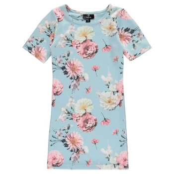 Image of Firetrap Bodycon All Over Print Dress Girls - Sky Floral