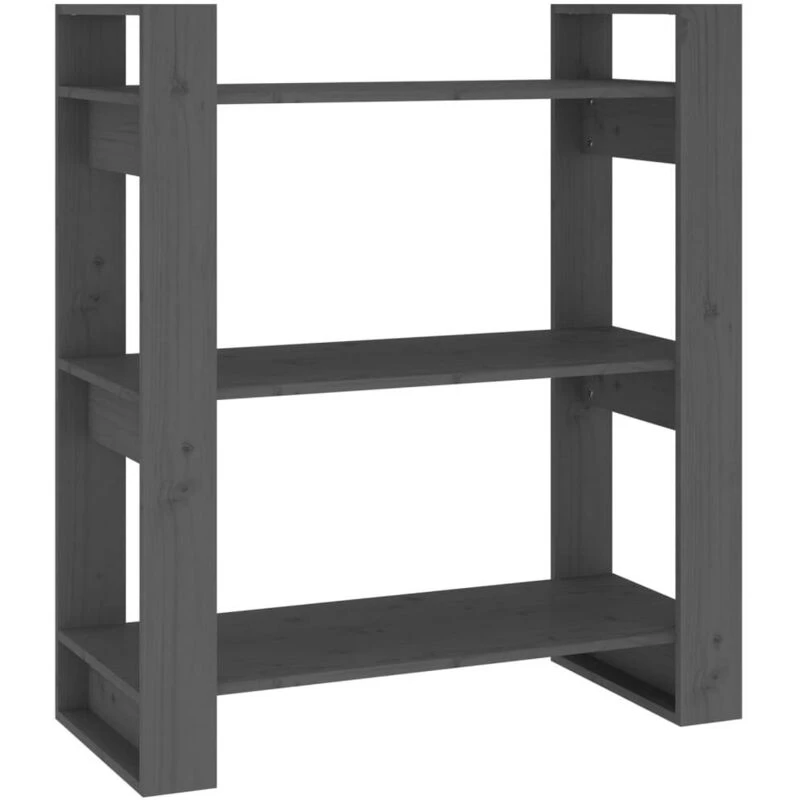 Image of VIDAXL Vidaxl - Book Cabinet/Room Divider Grey 80x35x91cm Solid Wood Pine 8720286905395