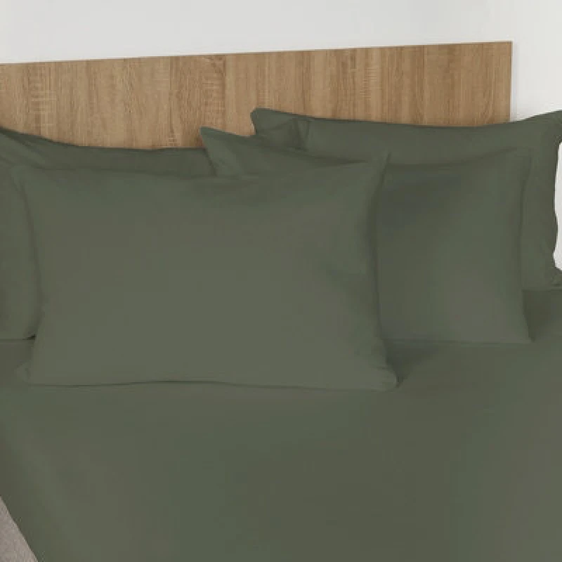 Image of OHS OHS 2 Pack Pillowcase Brushed Cotton Soft Fleece in Dark Green Size: Standard Pillow Case Dark Green Standard Pillow Case Unisex 5027434223824
