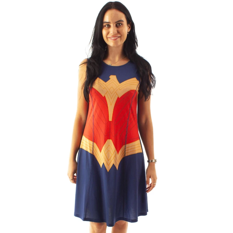 Image of DC Comics Sleeveless Skater Dress Blue