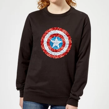 Marvel Captain America Pixelated Shield Womens Sweatshirt - Black - XL