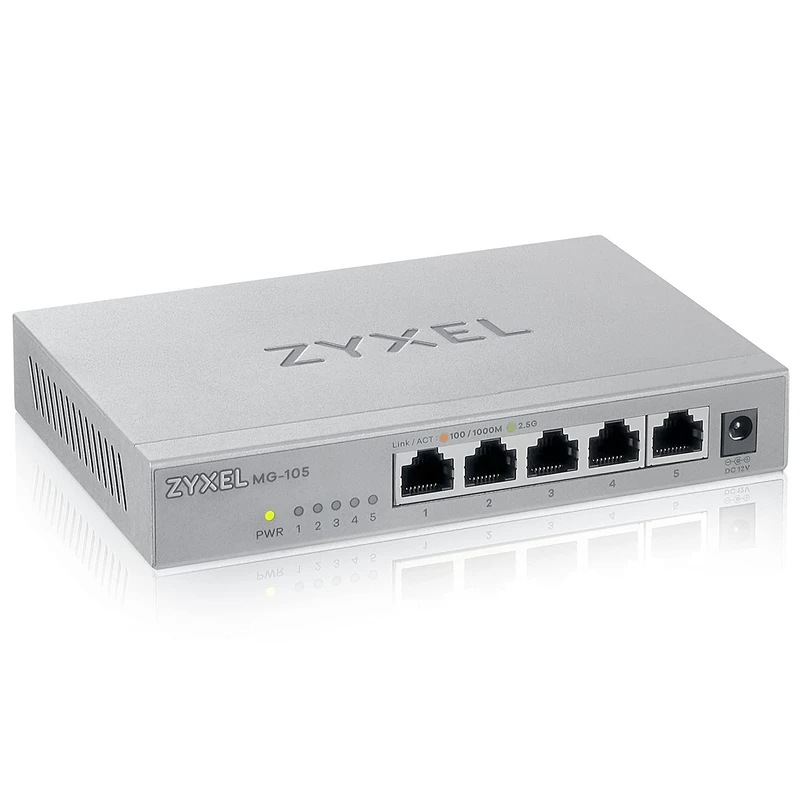 Image of Zyxel XMG-105HP 5-Port 2.5GbE PoE++ Unmanaged Multi-Gig Network Switch