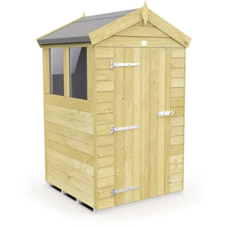 Image of Flat Pack Sheds DIY Sheds 4 x 4 Apex Shed, Brown 4X4AFF