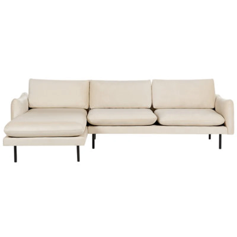 Image of Beliani Corner Sofa 4 Seater Vinterbro Velvet Light Beige Right Hand