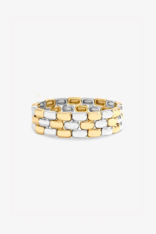 Image of Jon Richard Womens Two Tone Stretch Bracelet in Gold Gold Female One Size