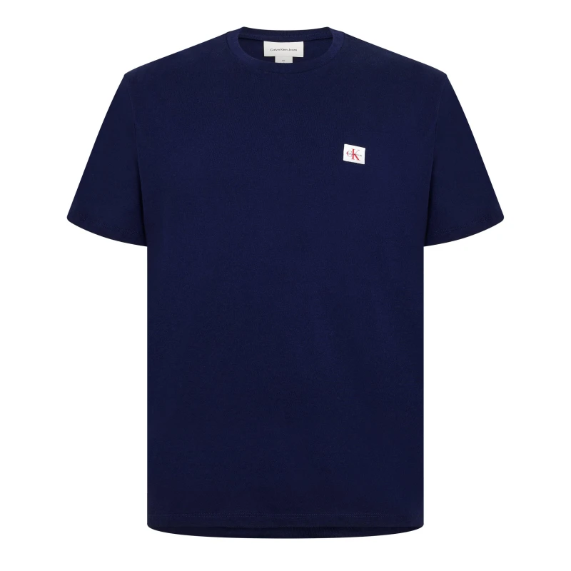 Image of Calvin Klein Jeans Mens CKJ Woven Box Regular Fit T-Shirt Maritime Blue male XL