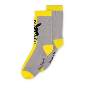 Image of Pokemon Pikachu Novelty Socks, Unsex, 39/42, Yellow/Grey (Ns577754Pok-39/42)