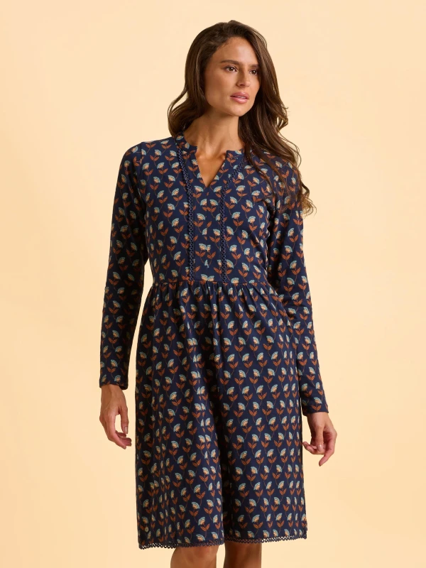 Image of Brakeburn Rowan Navy Dress Wrap Dresses UK 08 Blue 33563118000