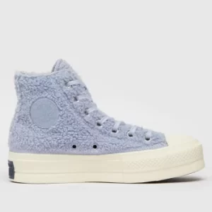 image of Converse Pale Blue Cozy Lift Hi Trainers