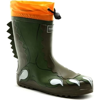 Image of Regatta MUDPLAY JUNIOR Wellingtons Yellow Bee Green boys's Childrens Wellington Boots in Green - Sizes 2,3,8,9,10,11,12,13,1 kid