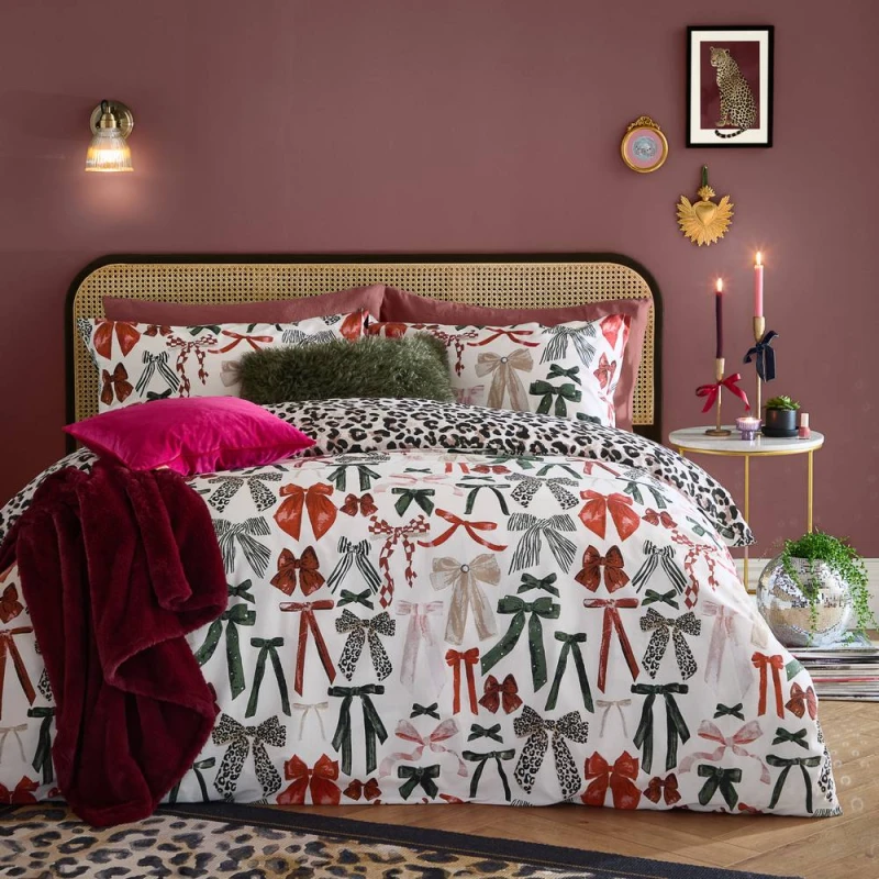 Image of Furn Mila Bows Reversible Duvet Cover Set Size: Double Multicolor Unisex Double