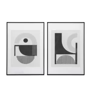 image of Set of 2 Black Abstract Framed Art