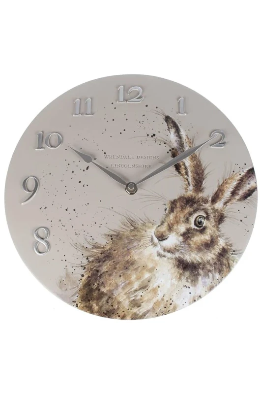 Image of Wrendale Designs Bright Eyes Hare Wall Clock 30cm Multi unisex