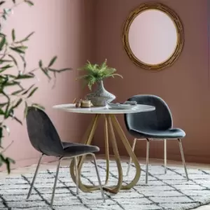 Image of Gallery Interiors Anton 2 Seater Dining Table Gold
