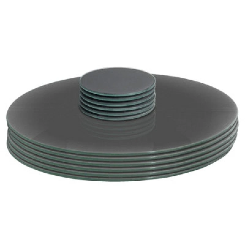 Image of Harbour Housewares 12Pc Round Glass Placemats & Round Coasters - 30Cm Grey Dining Table Protection Place Mats Coasters