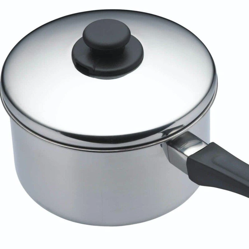 Image of Kitchencraft Stainless Steel Extra Deep Saucepan and Lid 20cm Silver