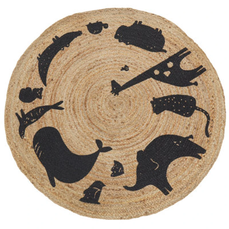 Image of Beliani Kids Rug Earth Beige 120 Cm Jute