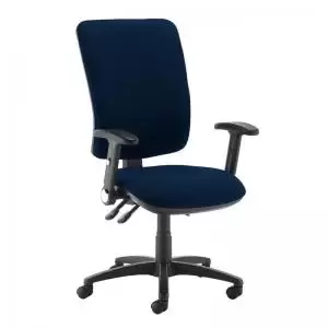 Image of Senza extra high back operator chair with folding arms - Costa Blue