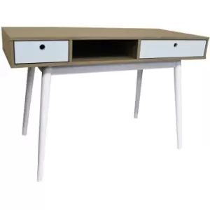 Image of WATSONS - 2 Drawer Office Computer Desk / Dressing Table - Oak / White - Oak / White