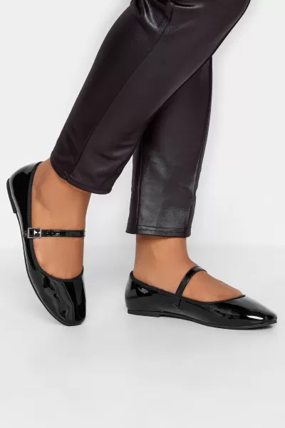 Image of Wide & Extra Wide Fit Patent Mary Jane Ballerina Pumps