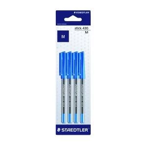 image of Staedtler Stick 430 Pen Medium Blue Pack of 40 430 M3BK 4LA