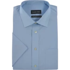 Image of Mens 17.5IN Short Sleeve Blue Poplin Shirt