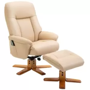 Image of HOMCOM 10 Point Massage Office Chair With Ottoman Recliner Pu Faux Leather White